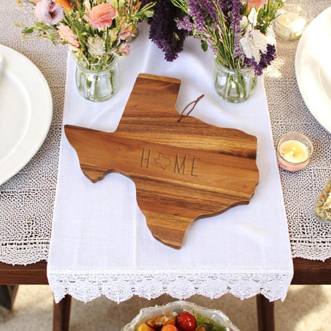 Serving Board Collection Texas Shaped Design Premium Wood Construction Wall Display Kitchen Accent Custom Engraved Surface Large Food Presentation Platter Perfect Host Gift Natural Finish Beautiful State Art Entertaining Set Premium Quality