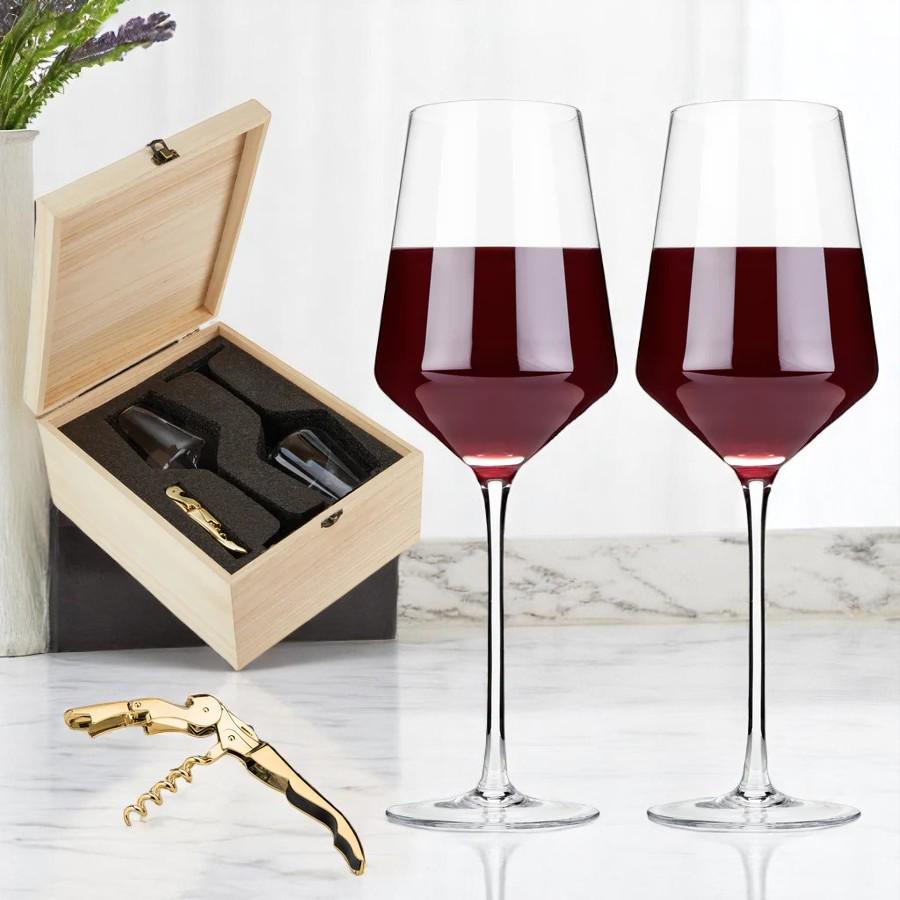 Personalized Wine Set Crystal Glasses Premium Collection Custom Engraving Options Wooden Gift Box Gold Plated Corkscrew Wedding Anniversary Present Luxury Barware Collection Special Occasion Gift Set Premium Stemware Design Custom Message