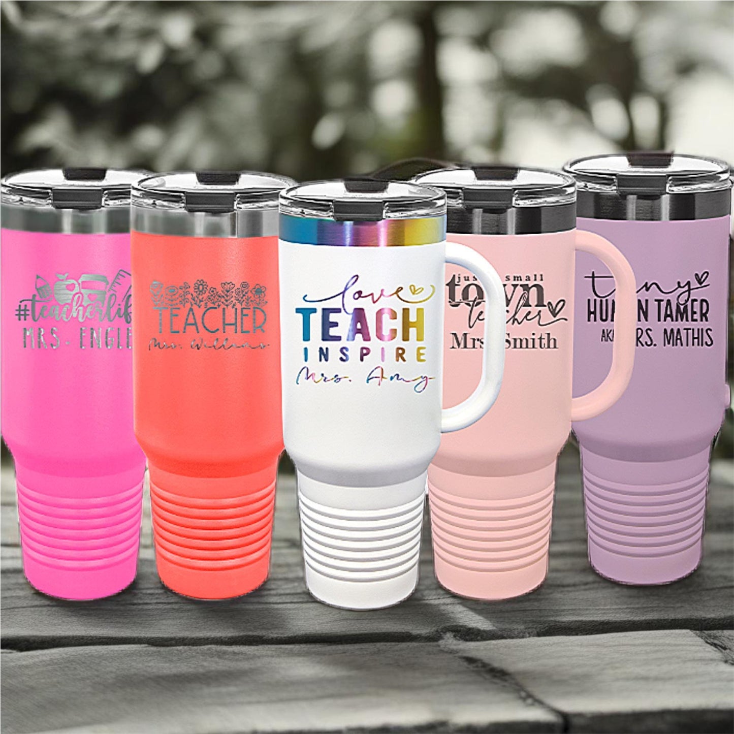 Custom Teacher Gift Personalized Stainless Steel Tumbler Premium Quality Construction Large Capacity Design Teacher Appreciation Present Classroom Accessory Beautiful Engraved Details Professional Educator Gift Perfect Holiday Present