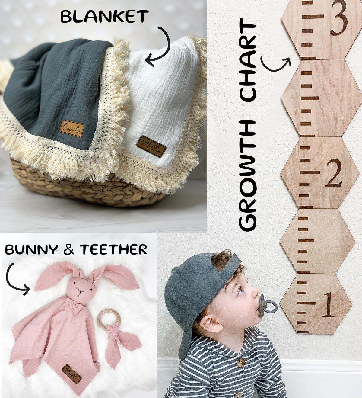 a collage of photos showing a baby&