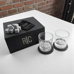 Personalized Whiskey Gift Set for Father Day Present Bundle with Glass Bourbon Package for Men Retirement Present Custom Box Stone Gift