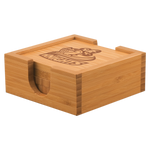 Personalize Bamboo Square 4-Coaster Set with Holder