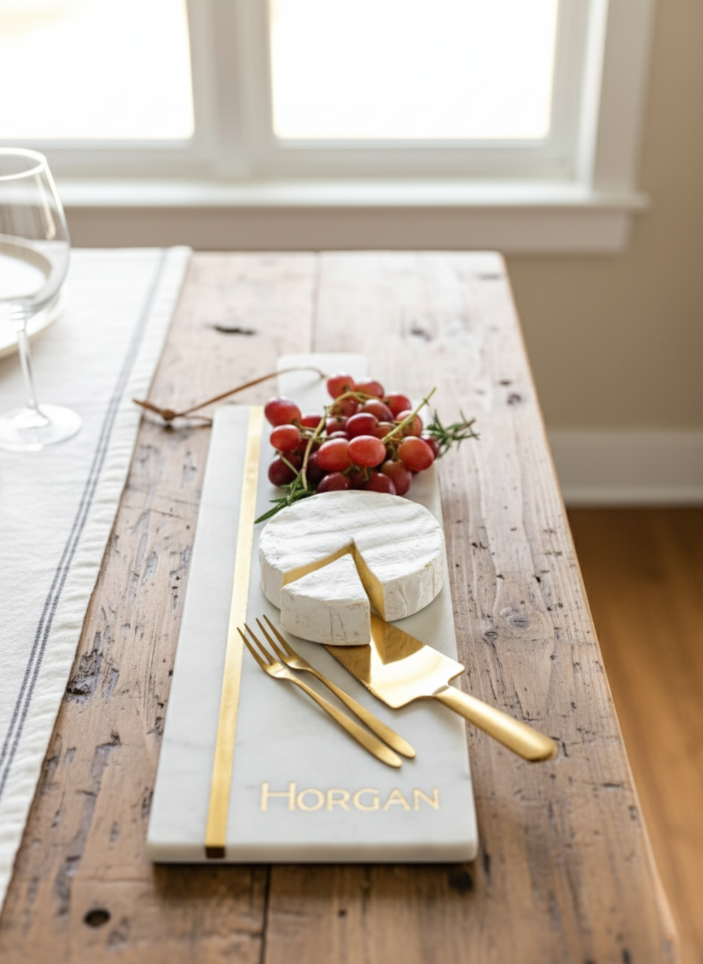 Personalized Marble Cheese Board  GOLD STRIPE