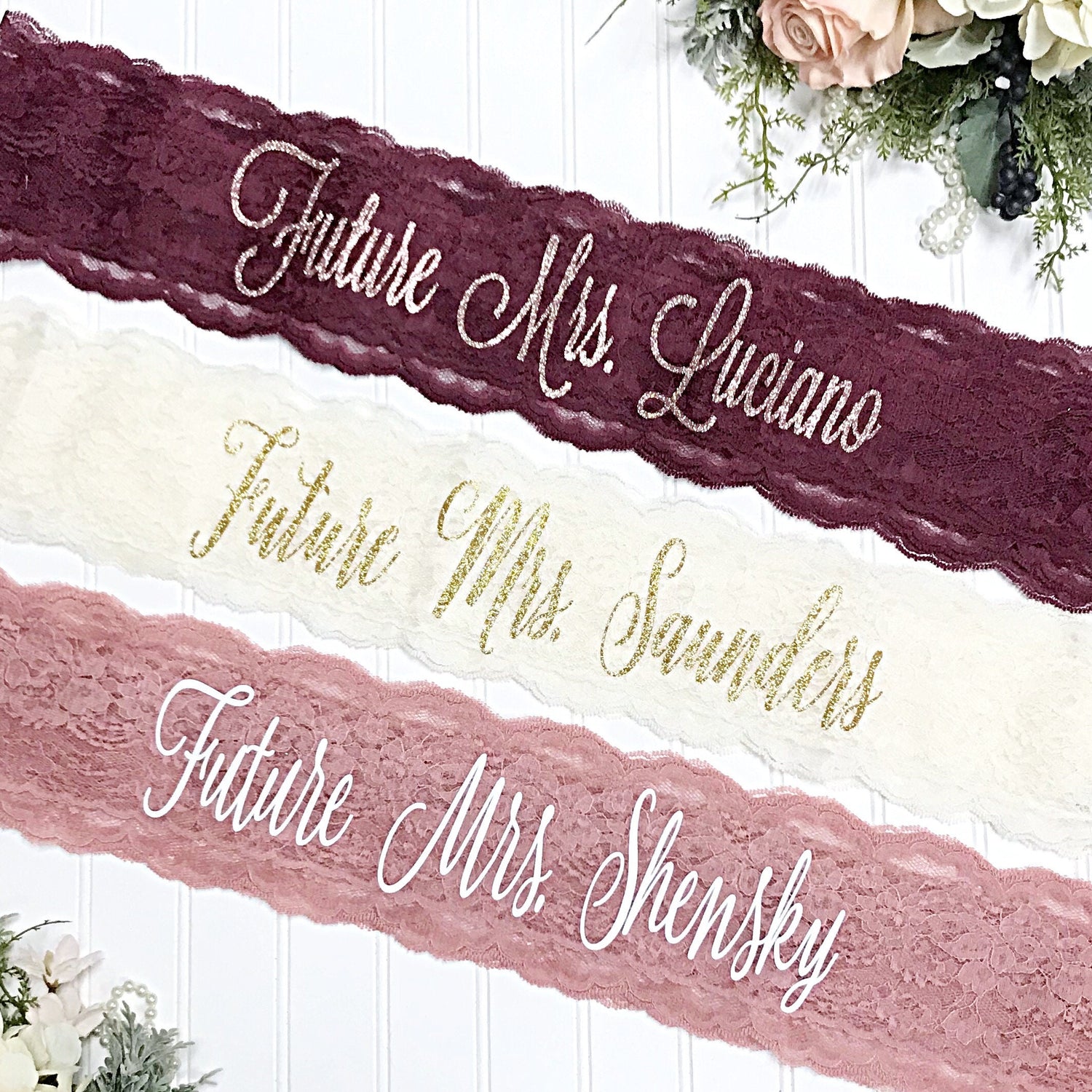 Personalized Bachelorette Sash  Lace