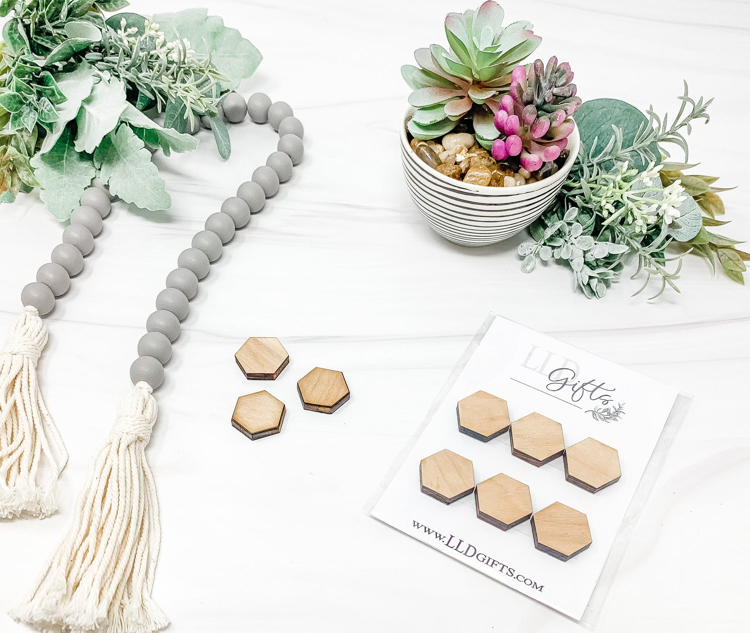 Refrigerator Magnets  Wood Hexagon Magnets