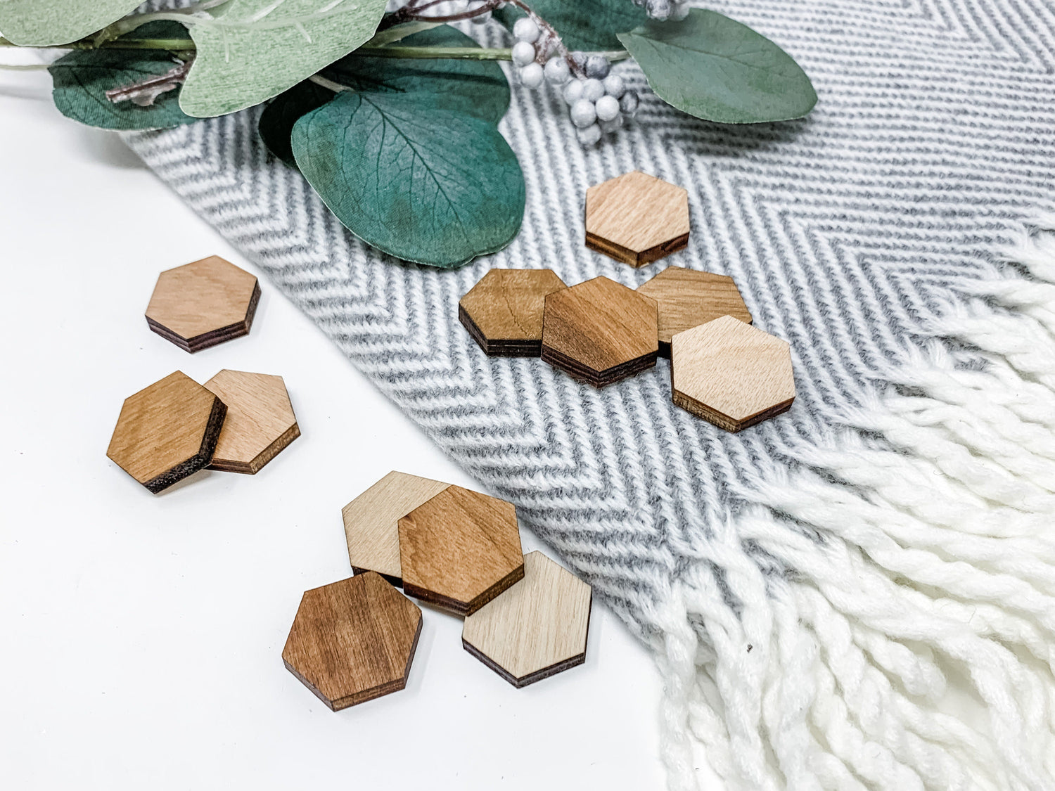 Refrigerator Magnets  Wood Hexagon Magnets