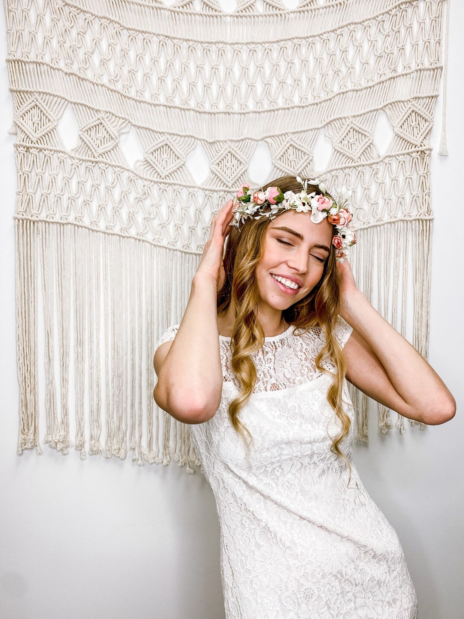 Wedding Gift Flower Crown Boho Halo Gift for Her Rustic Tiara Birthday Gift Bridesmaid Woodland Fairycore Hair Accessories Wreath