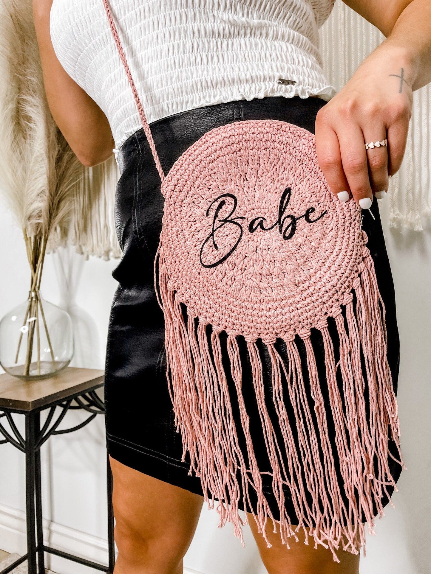 Macrame Crossbody Purse Fringe Boho Bag