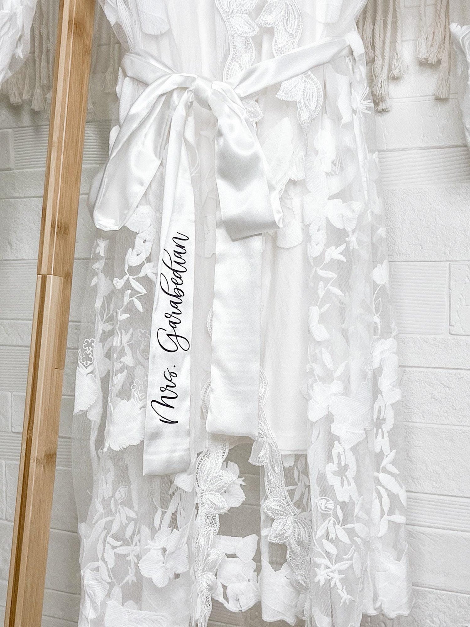 Custom Lace Bridesmaid Robe with Slip Wedding Day Bridal Lingerie Gift