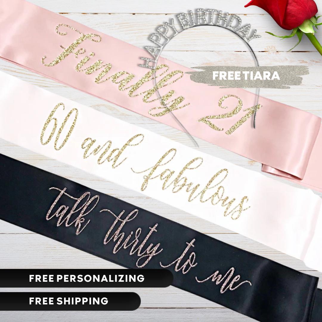 Personalized Birthday Sash: Luxe Satin, Custom Name & Age