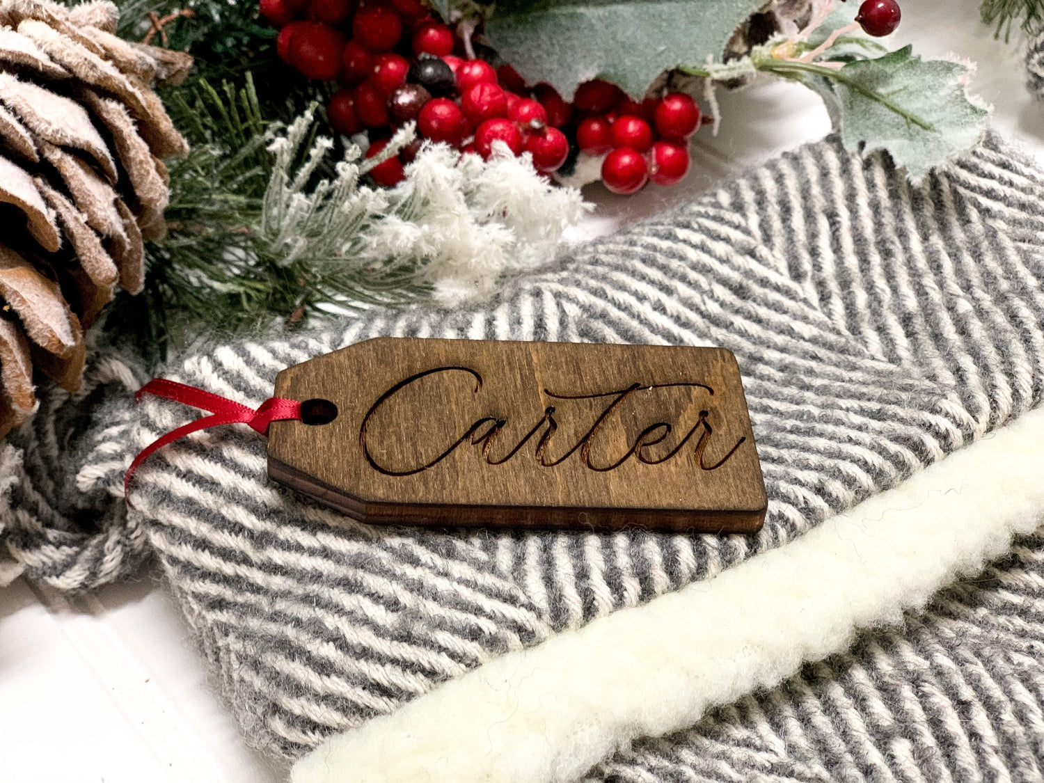 Christmas Stocking Tags - Stocking Name Tag - Personalized Stocking Tag - Wooden Christmas Tags - Personalized Tag - Wood Gift Tags