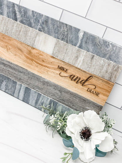Personalized Marble & Wood Charcuterie Board  Multicolor