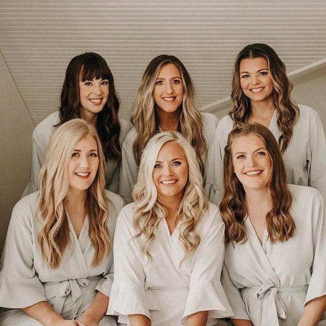 Wedding Ready Robe Collection Personalized Bridesmaid Gift Custom Name Design Chiffon Satin Material Elegant Flutter Sleeves Comfortable Wrap Style Perfect Bridal Party Essential Beautiful Wedding Day Outfit Monogram Option Available