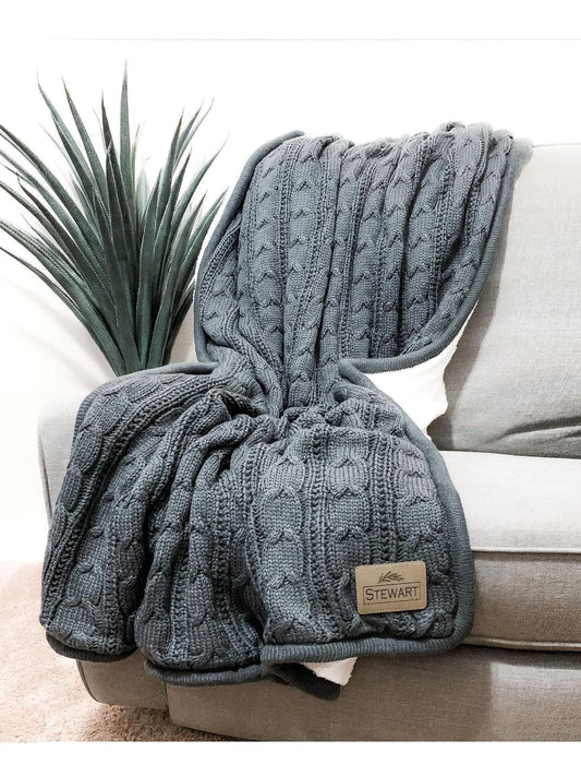 Personalized Throw Blanket Custom Cable Knit Design Sherpa Lined Comfort Large Size Bedroom Throw Perfect Mom Birthday Gift Cozy Winter Essential Premium Quality Construction Leather Name Patch Machine Washable Couch Accent Beautiful Home
