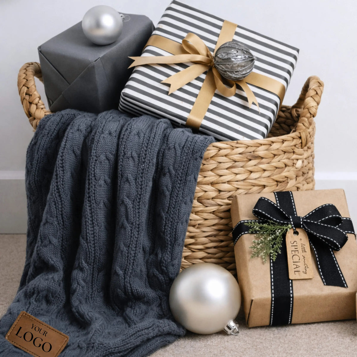 Personalized Cable Knit Blankets for Corporate Gifting – Custom Logo & Bulk Order Knit Throws LLD Gifts - Corporate