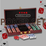 Custom Poker Set Corporate Event Gift Premium Playing Cards Chip Collection Leather Case Bundle Professional Game Set Custom Logo Design Executive Gift Option Deluxe Wood Case Business Present Perfect Group Gaming Entertainment Complete