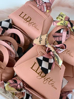 Personalized Wedding Gift Custom Logo Favor Bag Bridesmaid Thank You Collection Silk Scarf Bundle Set Premium Faux Leather Construction Multiple Color Options Beautiful Keepsake Package Wedding Party Essential Elegant Design Details