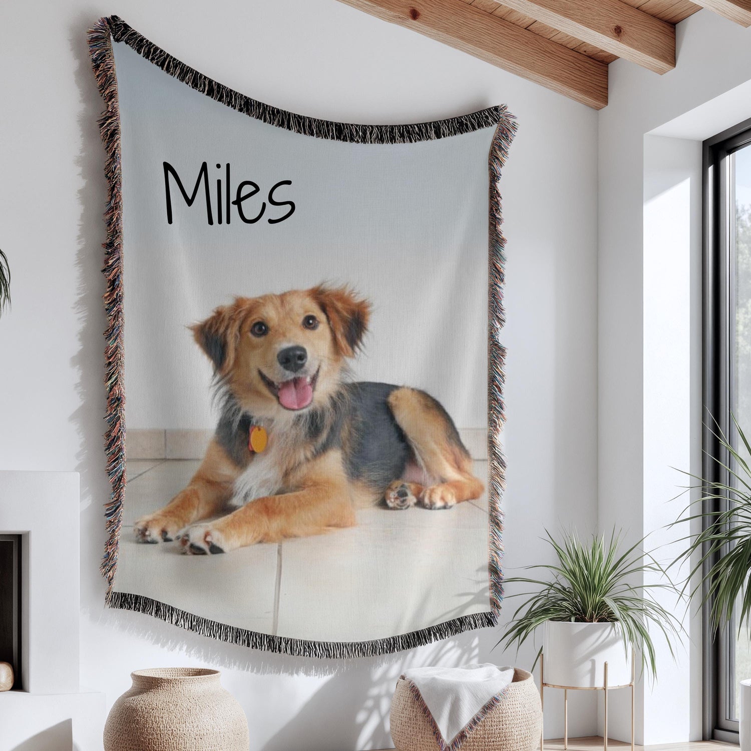 Custom Pet Photo Blanket: Woven Dog & Cat Memorial Gift