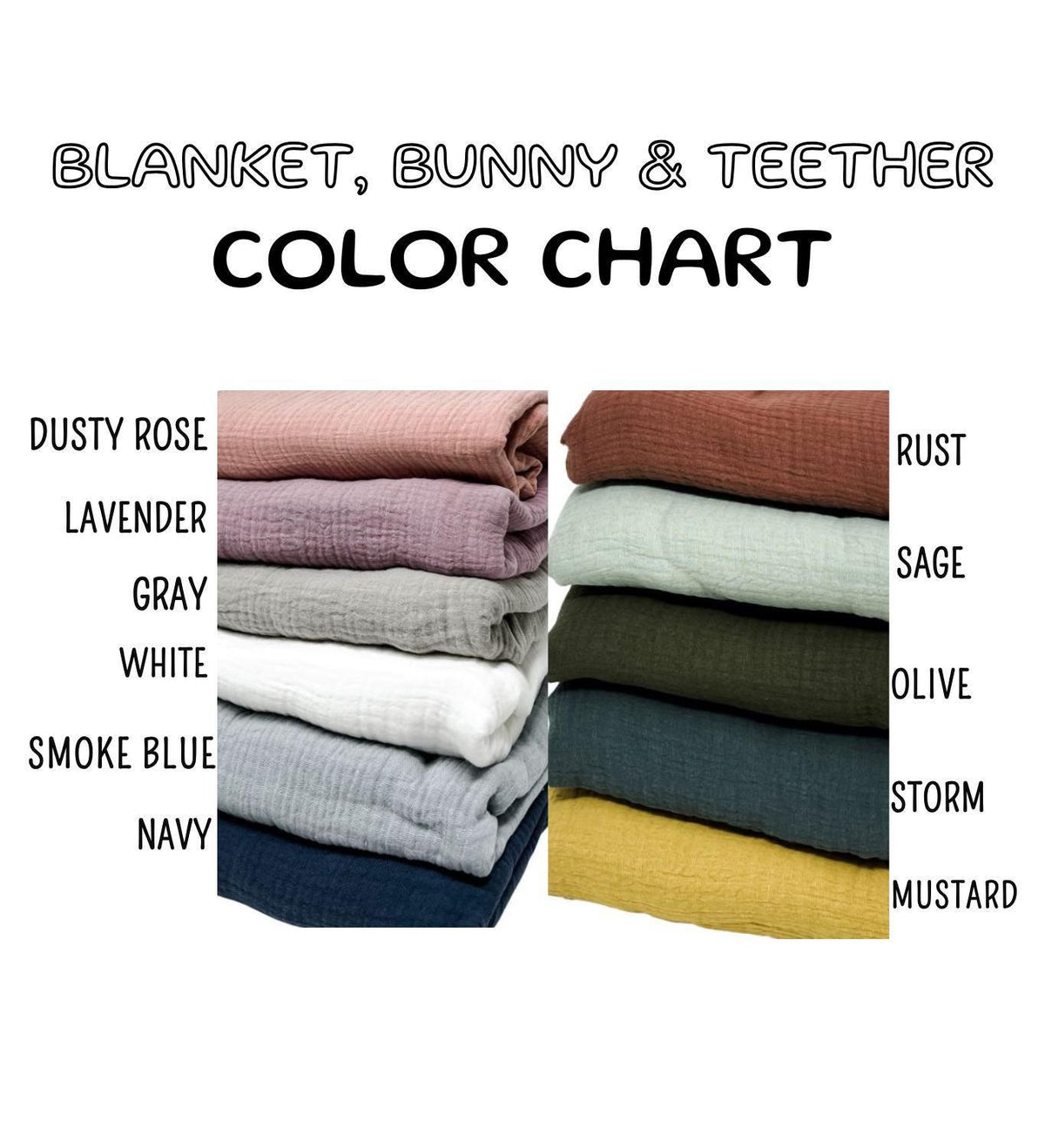 a stack of blankets with the names of them