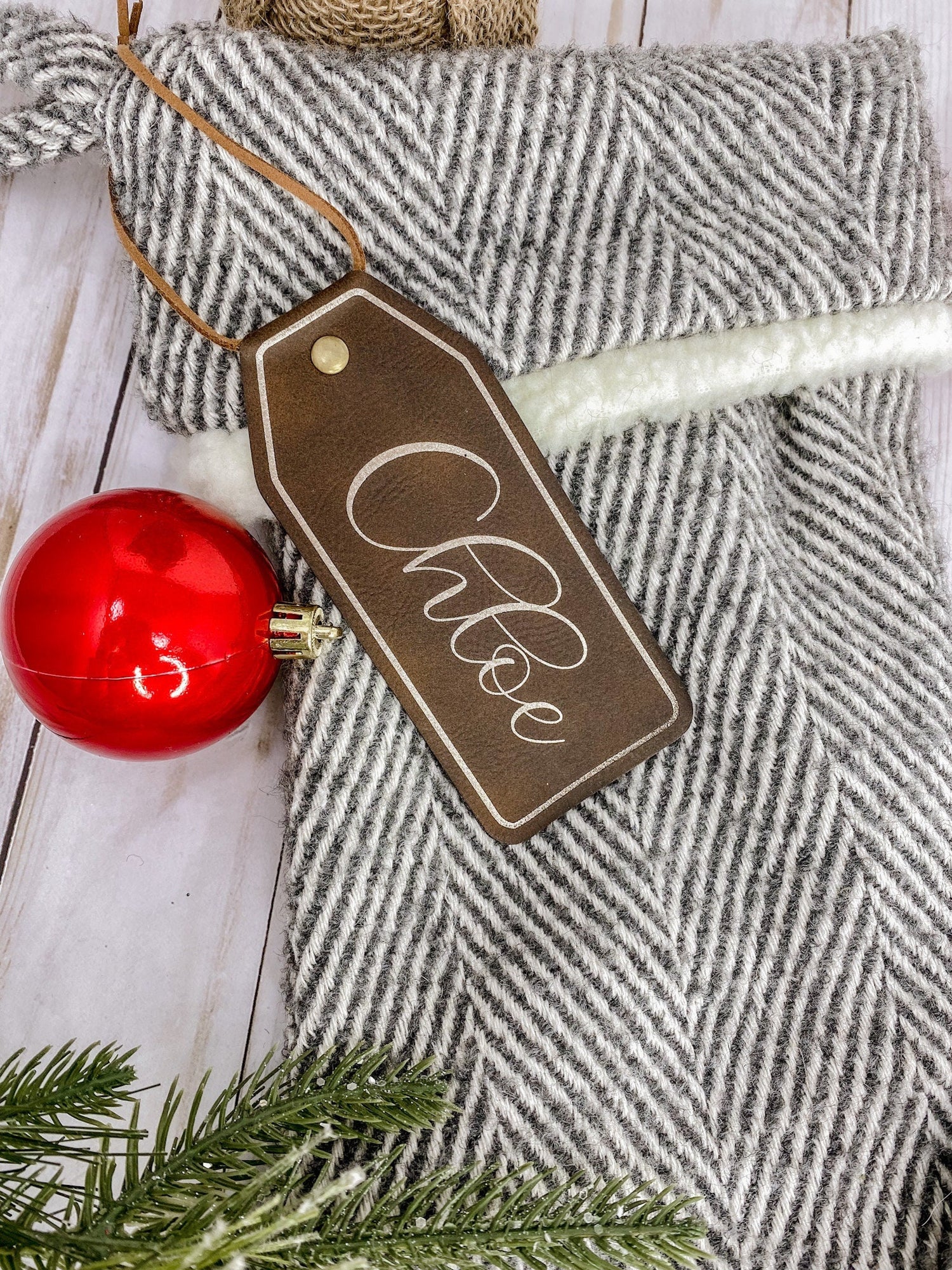 Leather Christmas Stocking Tags Personalized Stocking Tag Leather Christmas Tags Personalized Tag Leather Gift Tags Customized Leather Tags