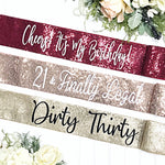 sequin birthday sash, rose gold sequin birthday sash, birthday 21st birthday sash, 30th birthday, 40th birthday