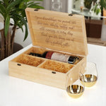 Luxury Wedding Gift Set Personalized Wine Box Collection Custom Wood Storage Natural Material Construction Gold Glass Package Beautiful Display Case Special Occasion Present Anniversary Collection Premium Quality Design Elegant Wedding Gift