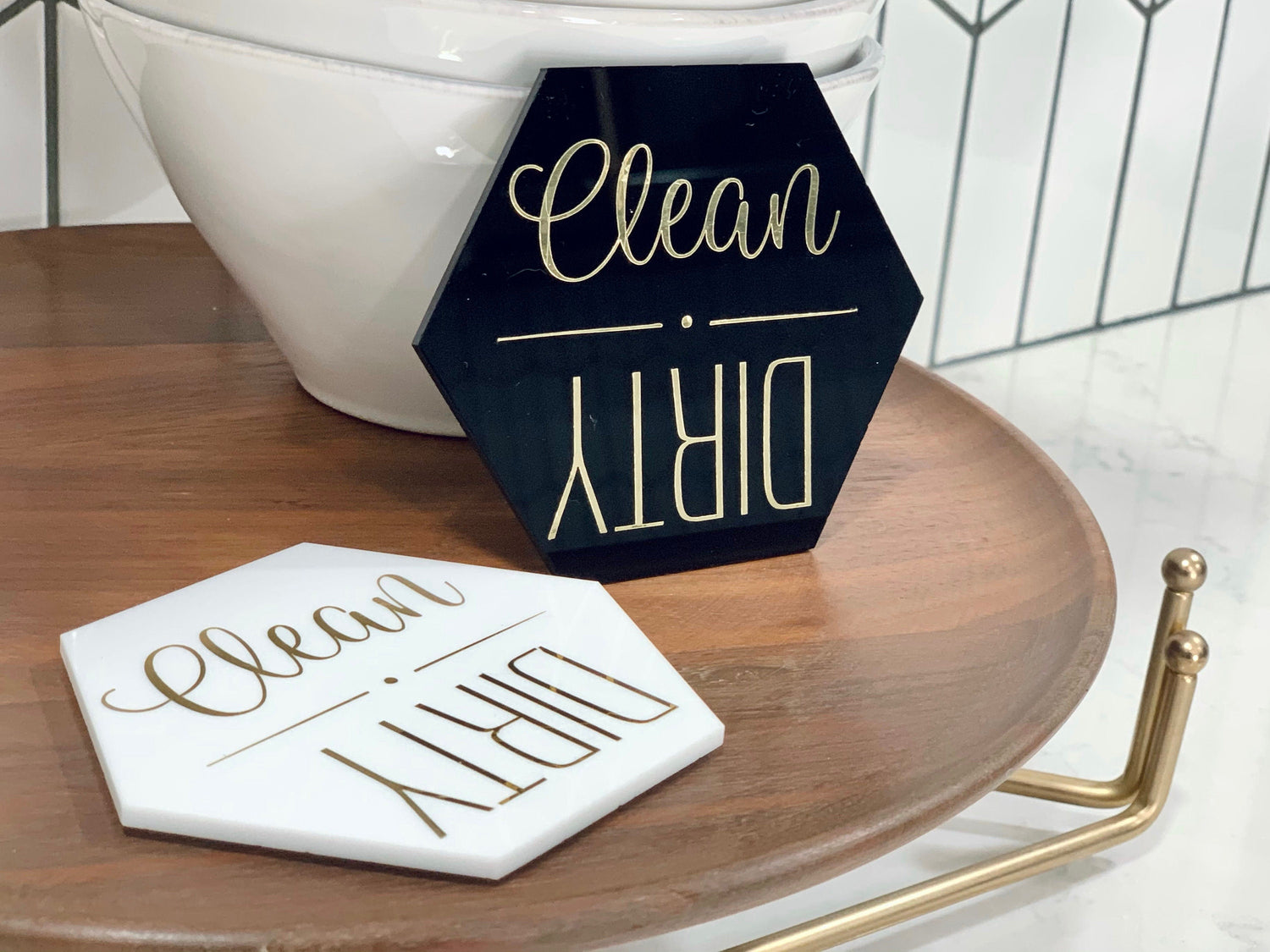 Engraved Clean Dirty Dishwasher Magnet  Reversible Kitchen Helper