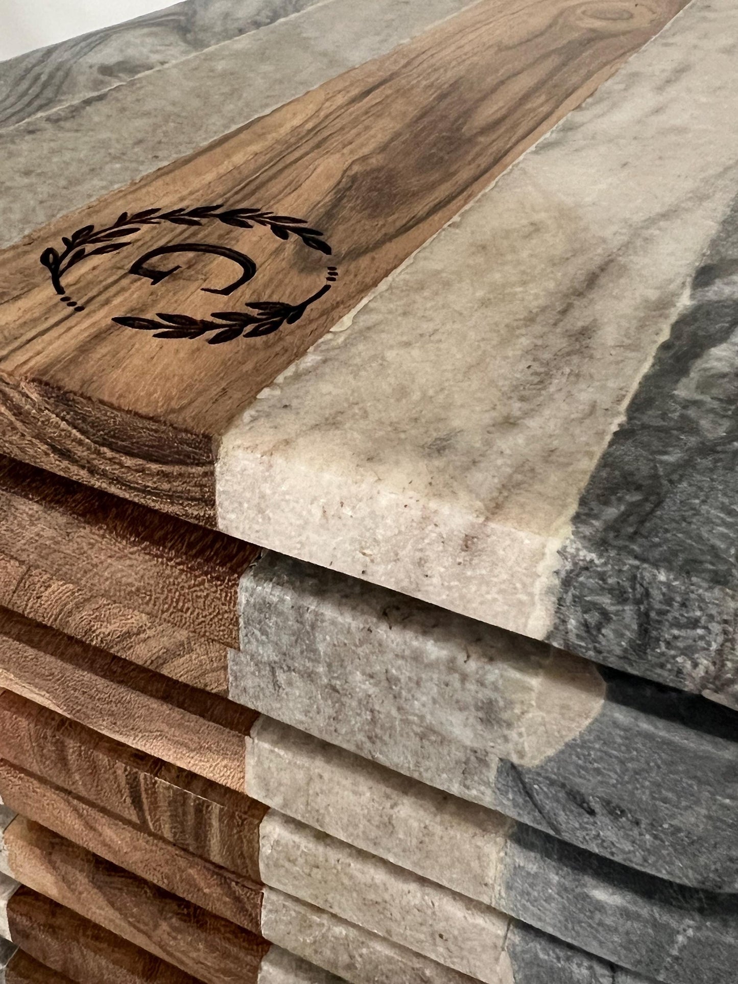 Personalized Marble & Wood Charcuterie Board  Multicolor
