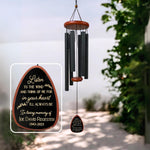 Memorial Wind Chime Custom Engraved Design Black Metal Tubes Garden Memory Gift Outdoor Remembrance Decor Personalized Sympathy Present Large Metal Chimes Wood Accent Details Lasting Tribute Collection Special Memory Keepsake Beautiful
