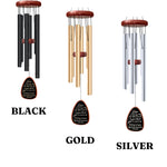 Custom Memory Gift Black Metal Wind Chime Memorial Garden Decor Engraved Remembrance Plaque Outdoor Sympathy Present Large Musical Tubes Wood Accent Details Personalized Memorial Design Beautiful Garden Tribute Lasting Memory Collection