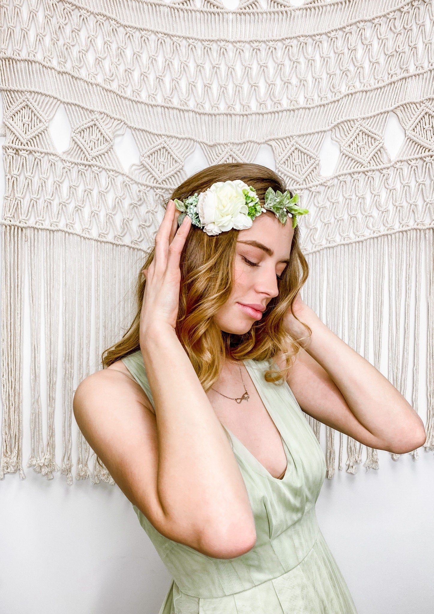 Rustic Floral Wedding Crown: Boho Flower Girl Headpiece