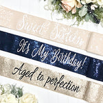 sequin birthday sash, rose gold sequin birthday sash, birthday 21st birthday sash, 30th birthday, 40th birthday