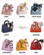 Bridal Party Gift Set Custom Logo Wedding Favor Bag Silk Scarf Bundle Collection Premium Faux Leather Design Elegant Bridesmaid Thank You Present Multiple Colors Available Beautiful Keepsake Package Wedding Party Essential Personalized
