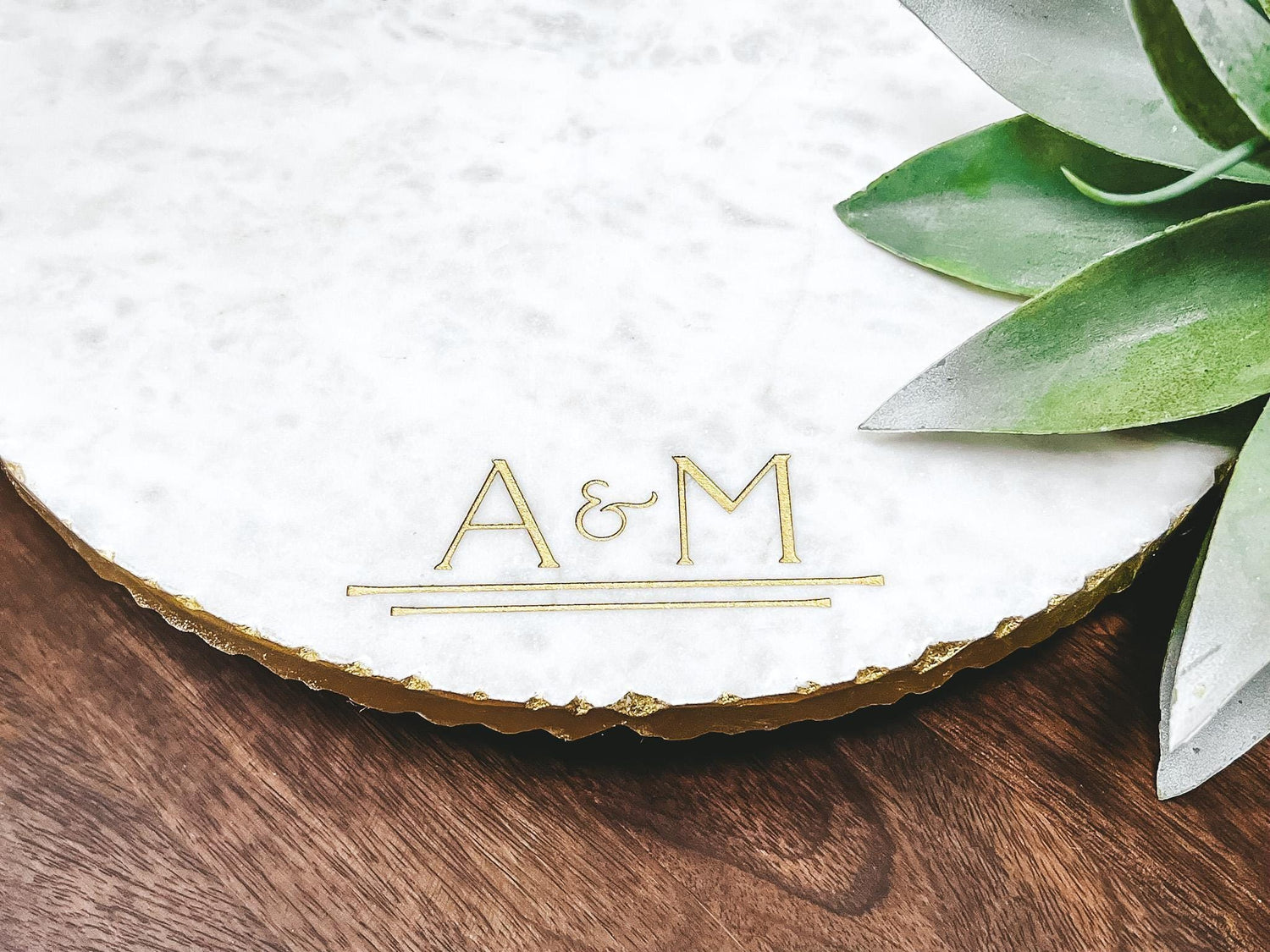 Personalized Marble Lazy Susan: Gold Edge Charcuterie Board