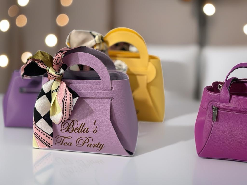 Custom Wedding Favor Premium Gift Set Bridesmaid Thank You Package Faux Leather Bag Construction Silk Scarf Bundle Collection Multiple Color Options Available Beautiful Keepsake Design Wedding Party Essential Personalized Logo Details