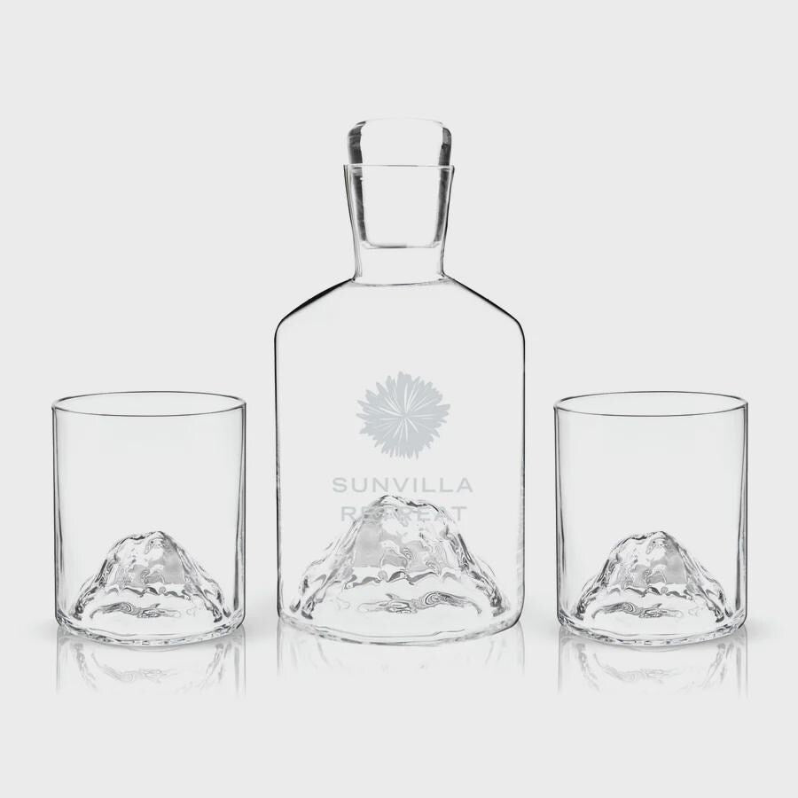 Handmade Crystal Set Premium Whiskey Decanter Mountain Design Collection Custom Engraving Details Perfect Wedding Gift Bar Accessories Essential Luxury Display Piece Crystal Tumblers Unique Barware Collection Premium Quality Handcrafted