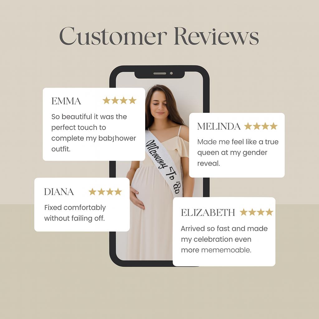 Elegant rose gold glitter sash for mom to be, perfect for baby shower gift, maternity photos, gender reveal party or celebration
