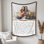 Personalized photo blanket showcasing your custom pregnancy announcement or angel baby image on soft woven cotton. This premium, cozy photo throw is an ideal baby shower gift, sentimental memento for expecting parents or angel baby memorial, and a unique keepsake for celebrating new beginnings and cherished memories. Perfect for nurseries and heartfelt family presents.