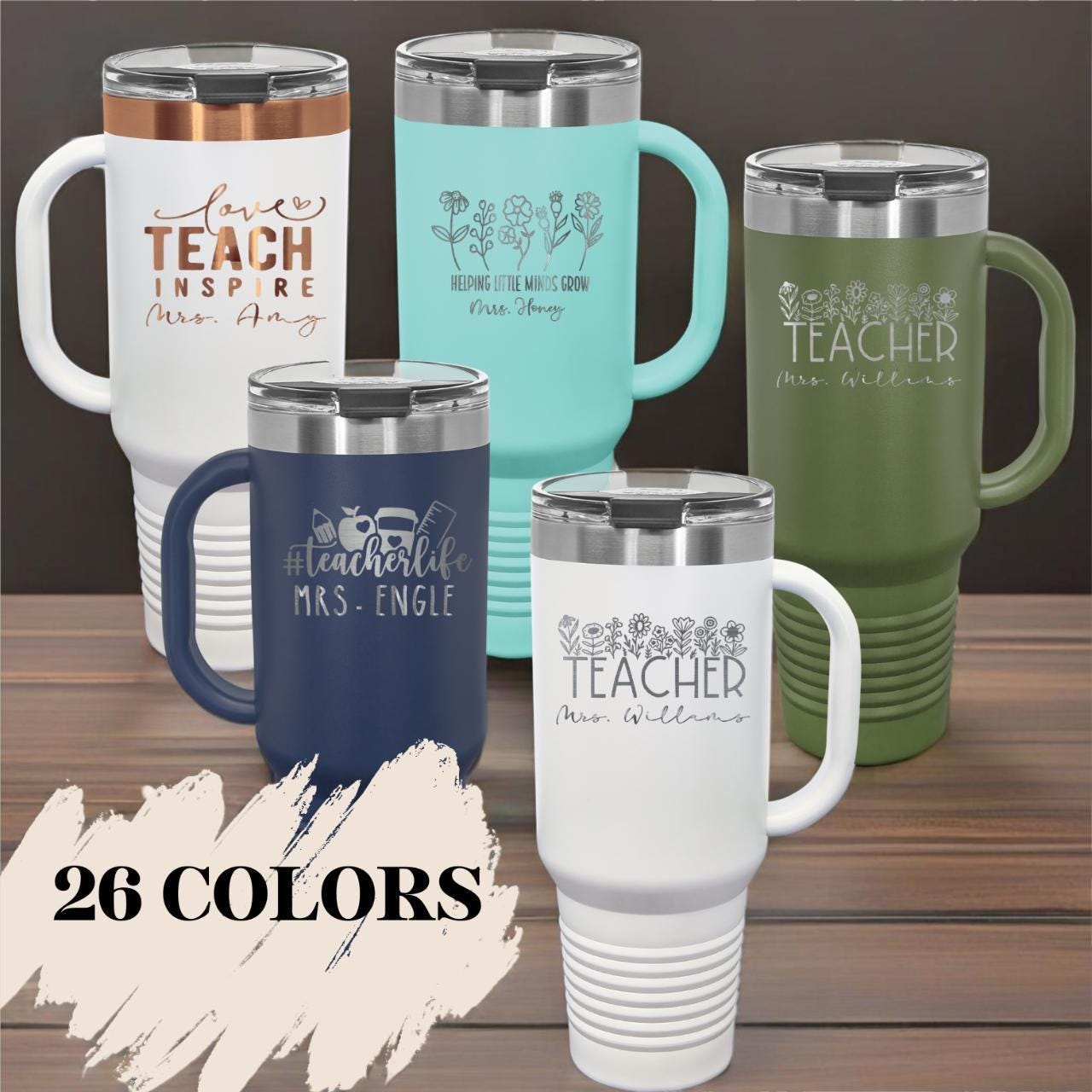 Personalized Teacher Tumbler: Engraved Stainless Steel 40oz Gift
