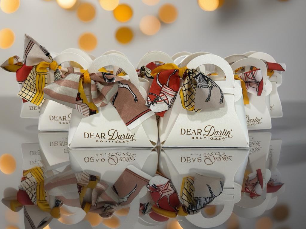 Bridal Party Gift Set Custom Logo Wedding Favor Bag Silk Scarf Bundle Collection Premium Faux Leather Design Elegant Bridesmaid Thank You Present Multiple Colors Available Beautiful Keepsake Package Wedding Party Essential Personalized