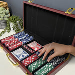 Custom Gaming Collection Professional Poker Set Premium Playing Cards Chip Bundle Leather Case Package Personalized Design Option Perfect Group Gift Executive Present Complete Entertainment Set Special Occasion Collection Quality