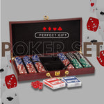 Custom Poker Set Corporate Event Gift Premium Playing Cards Chip Collection Leather Case Bundle Professional Game Set Custom Logo Design Executive Gift Option Deluxe Wood Case Business Present Perfect Group Gaming Entertainment Complete