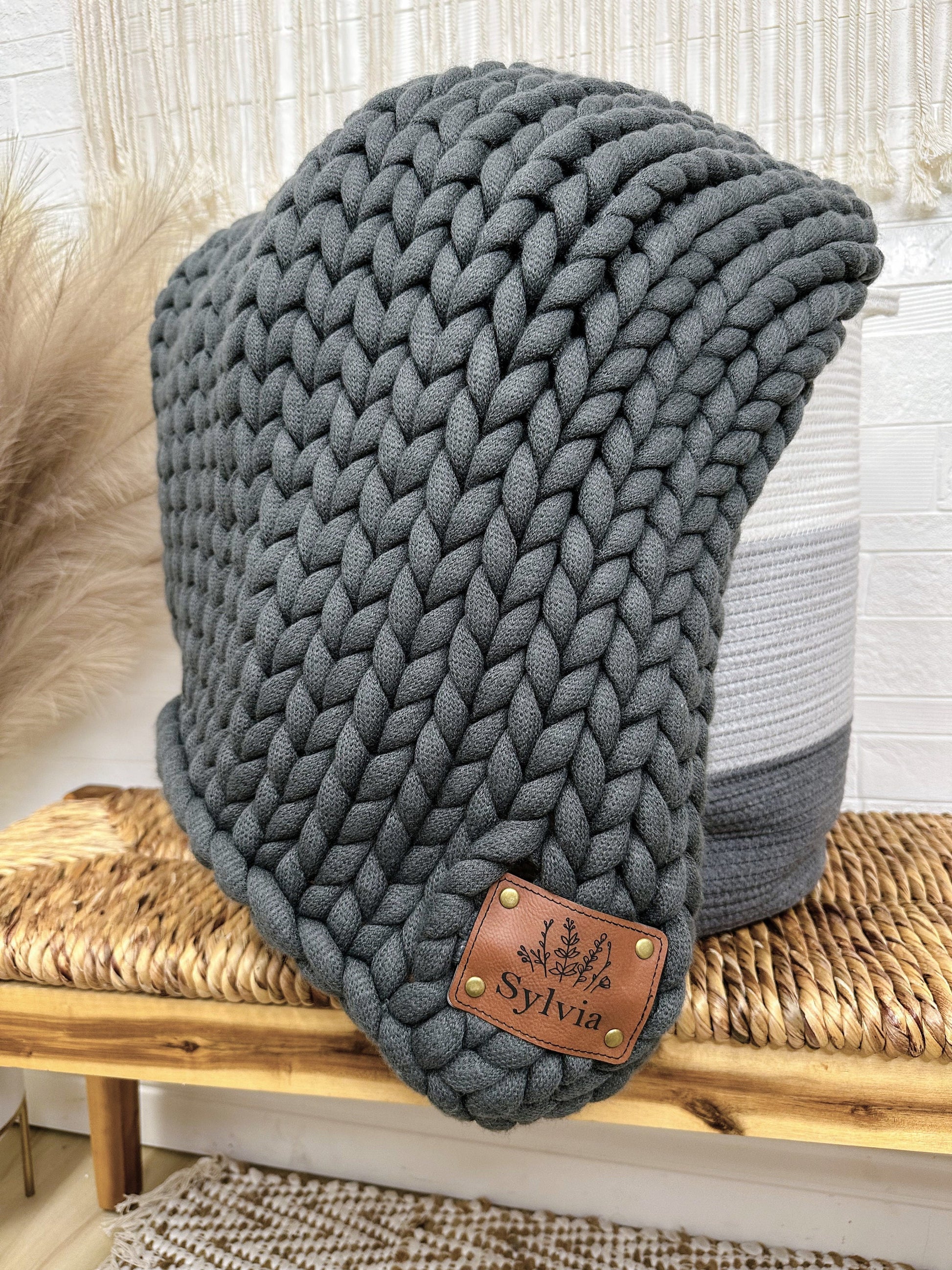 thank you gift, thank you gift box, thinking of you gift, wedding gift, welcome home, JUMBO CHUNKY Knit Monogram Blanket - Plush Monogrammed Blanket with name - Personalized Blanket - Personalized Gift Soft Warm Blanket