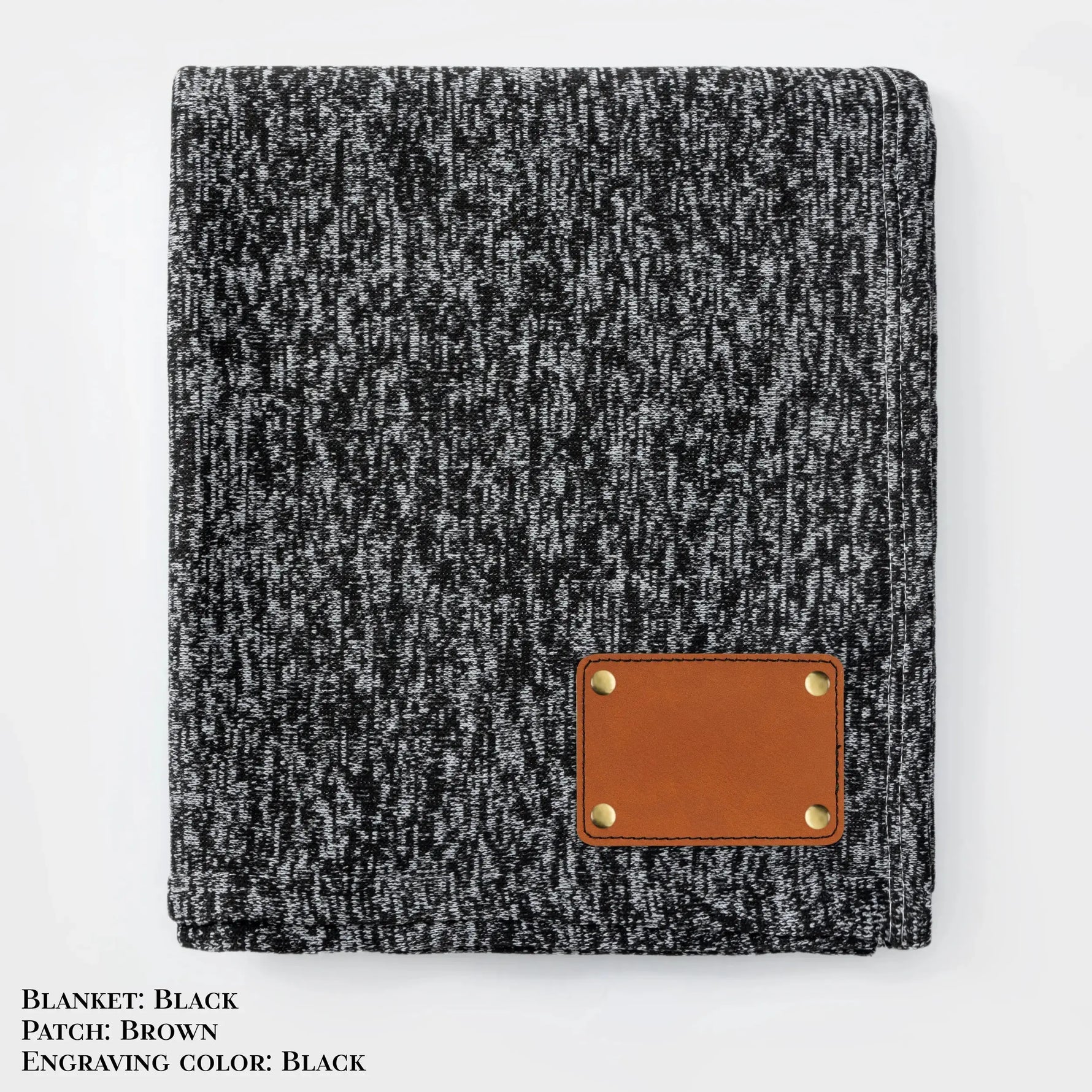 Personalized Heathered Sweater Fleece Blanket – Custom Cozy Throw Blanket with Leather Patch | Sweatshirt-Soft Personalized Giftized Gift LLD Gifts - Corporate