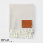 Personalized Herringbone Throw Blanket – Farmhouse Turkish Towel Style Cozy Throw with Fringe & Leather Patch | Custom Home Décor Gift LLD Gifts - Corporate