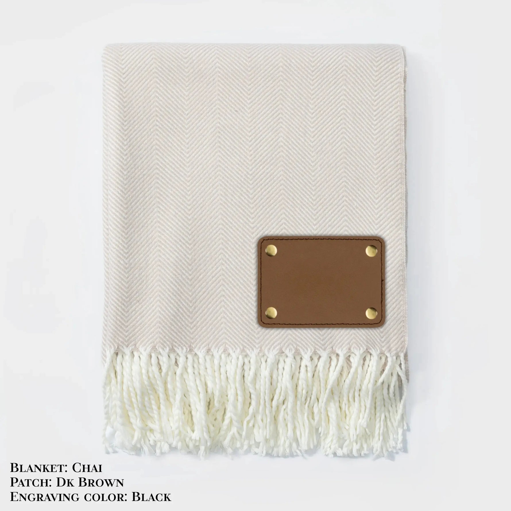 Personalized Herringbone Throw Blanket – Farmhouse Turkish Towel Style Cozy Throw with Fringe & Leather Patch | Custom Home Décor Gift LLD Gifts - Corporate