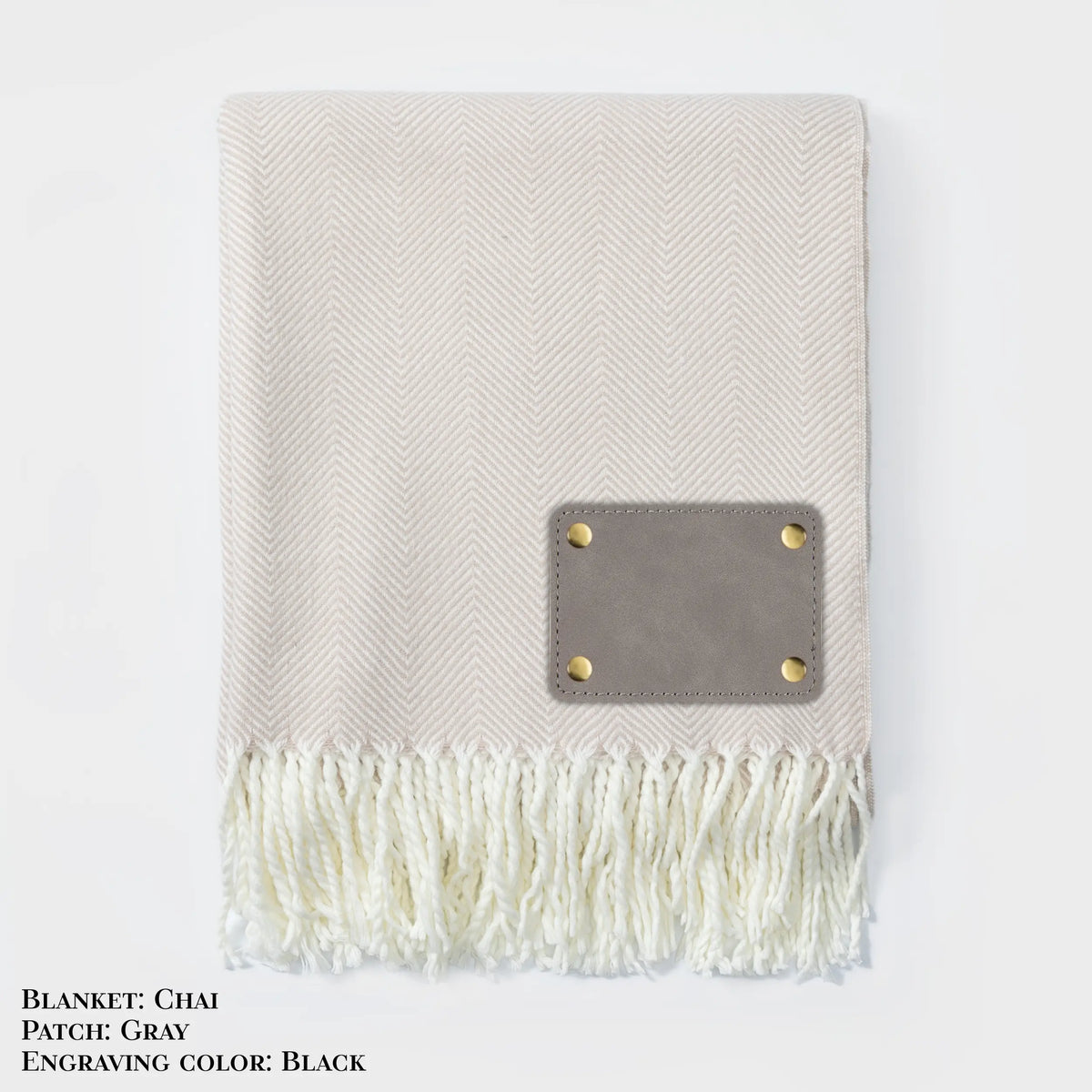 Personalized Herringbone Throw Blanket – Farmhouse Turkish Towel Style Cozy Throw with Fringe & Leather Patch | Custom Home Décor Gift LLD Gifts - Corporate