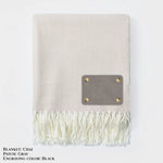 Personalized Herringbone Throw Blanket – Farmhouse Turkish Towel Style Cozy Throw with Fringe & Leather Patch | Custom Home Décor Gift LLD Gifts - Corporate