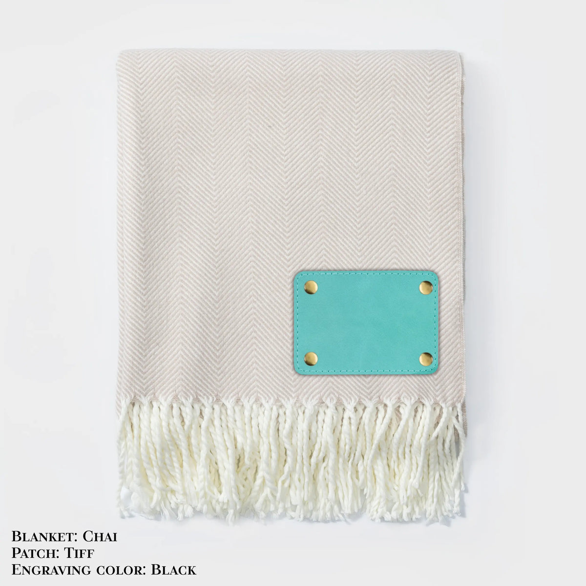 Personalized Herringbone Throw Blanket – Farmhouse Turkish Towel Style Cozy Throw with Fringe & Leather Patch | Custom Home Décor Gift LLD Gifts - Corporate
