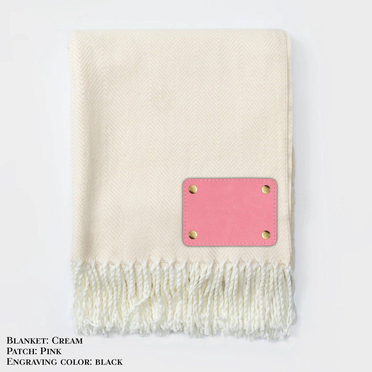 Personalized Herringbone Throw Blanket – Farmhouse Turkish Towel Style Cozy Throw with Fringe & Leather Patch | Custom Home Décor Gift LLD Gifts - Corporate